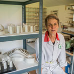 Karen Downing in her workshop 2017